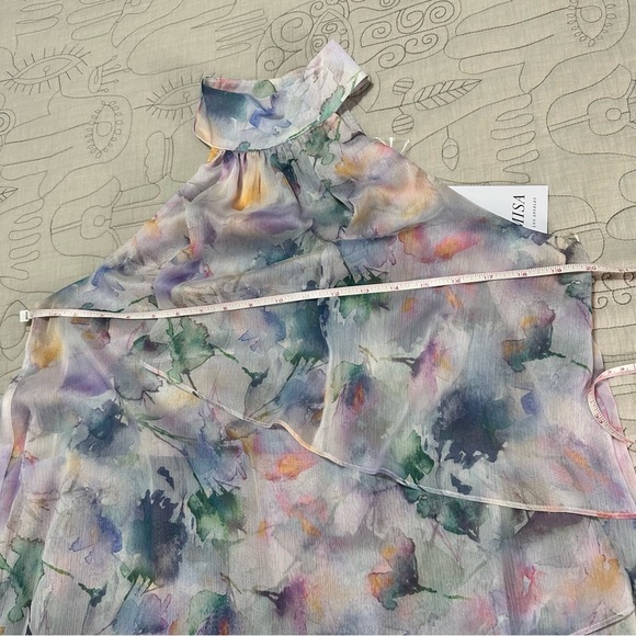 NWT MISA Victorine High Low Watercolor Chiffon High Low Dress Size S - Picture 11 of 11